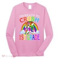 Im Ready To Crush 1st Grade Dabbing Unicorn Back To School Long Sleeve Shirt thumb 0