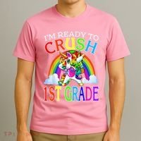 Im Ready To Crush 1st Grade Dabbing Unicorn Back To School T-Shirt thumb 3