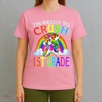 Im Ready To Crush 1st Grade Dabbing Unicorn Back To School T-Shirt thumb 4