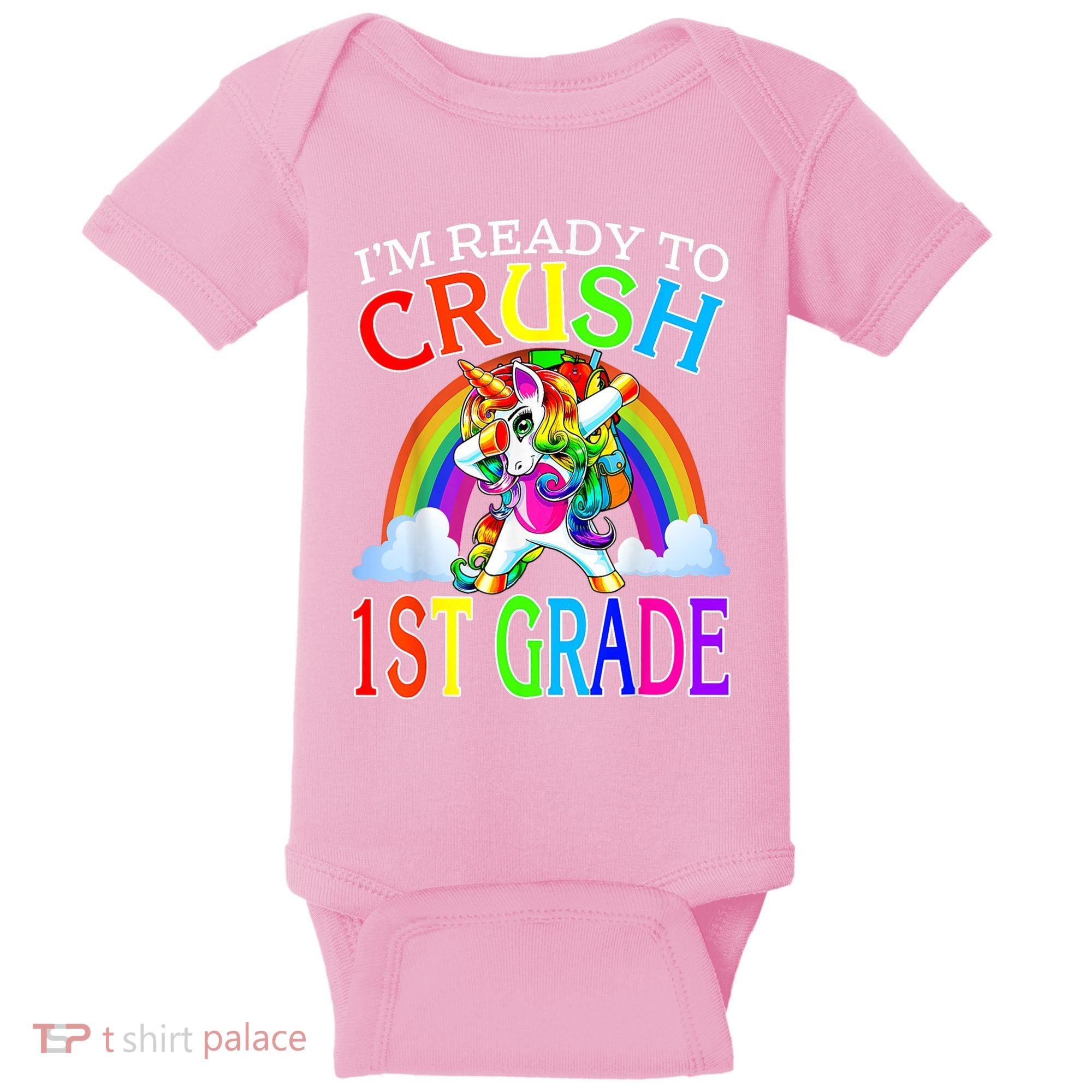 Im Ready To Crush 1st Grade Dabbing Unicorn Back To School Baby Bodysuit