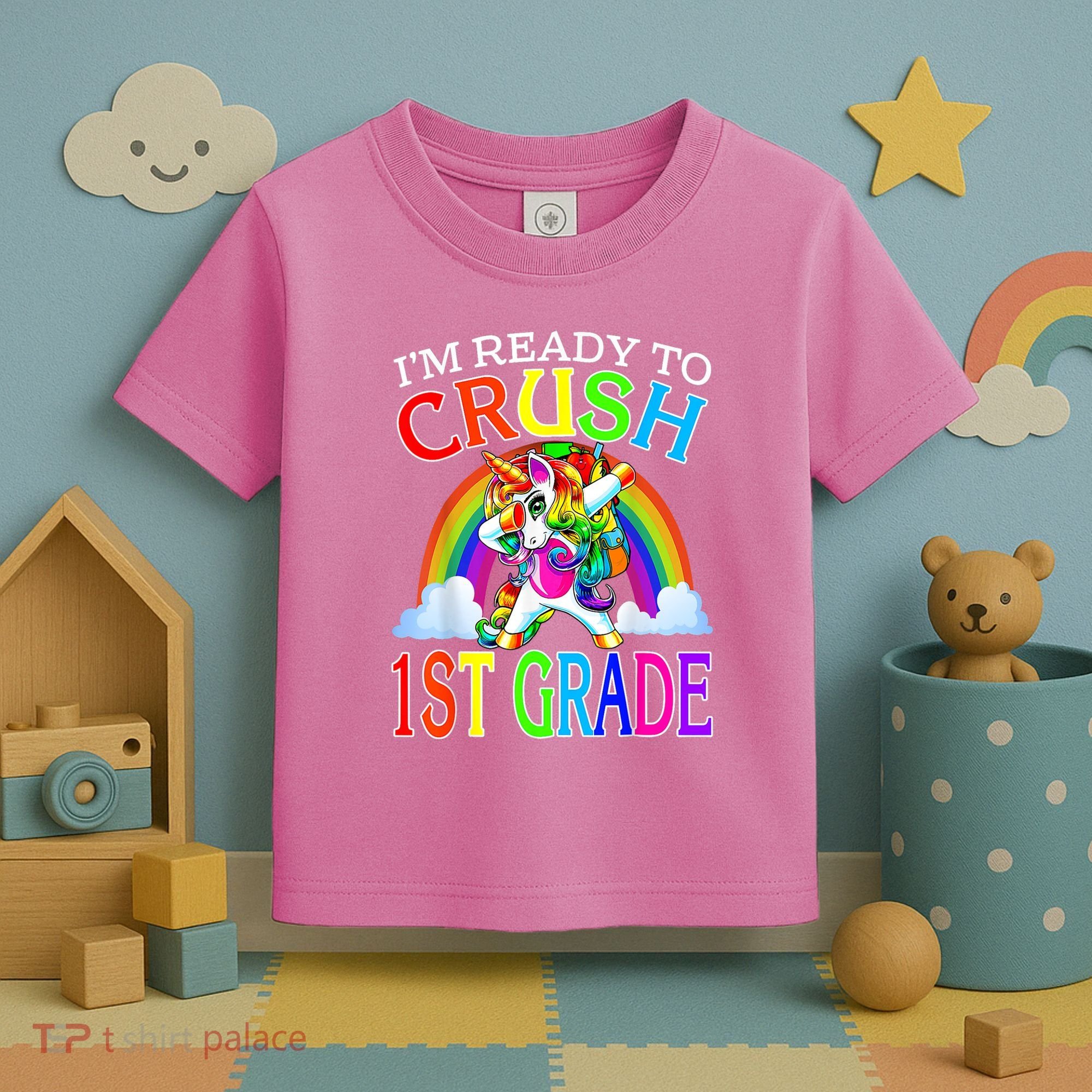 Im Ready To Crush 1st Grade Dabbing Unicorn Back To School Toddler T-Shirt