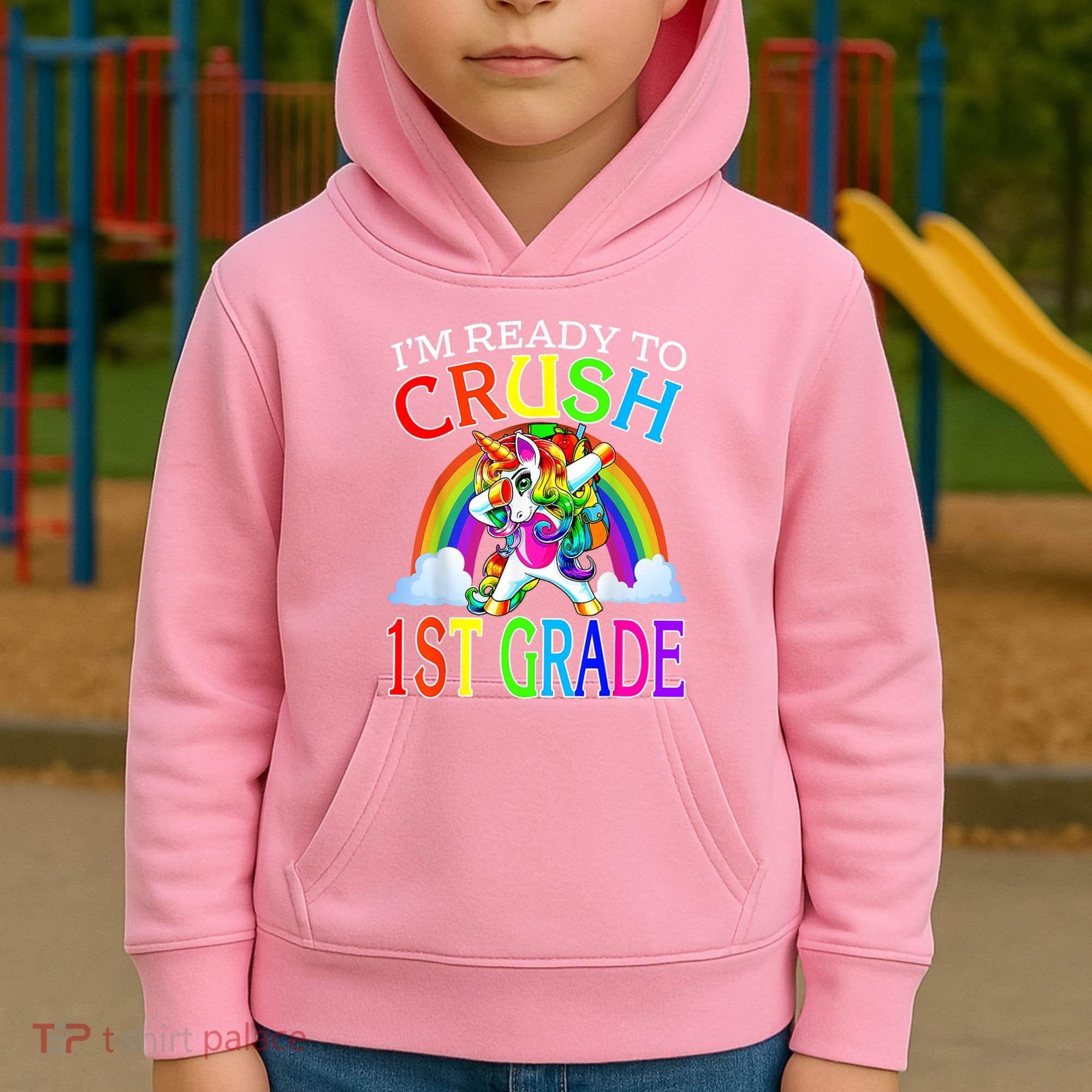 Im Ready To Crush 1st Grade Dabbing Unicorn Back To School Kids Hoodie