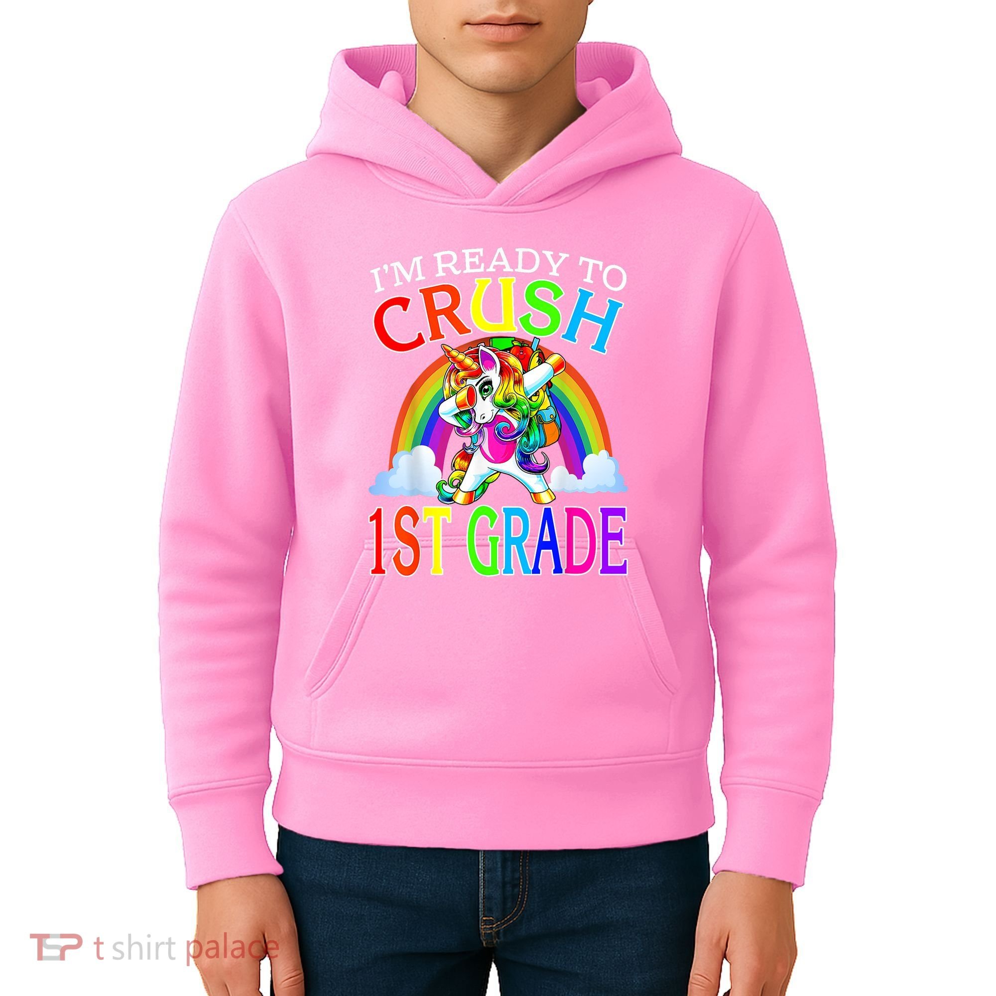 Im Ready To Crush 1st Grade Dabbing Unicorn Back To School Kids Hoodie