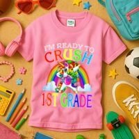 Im Ready To Crush 1st Grade Dabbing Unicorn Back To School Kids T-Shirt thumb 3