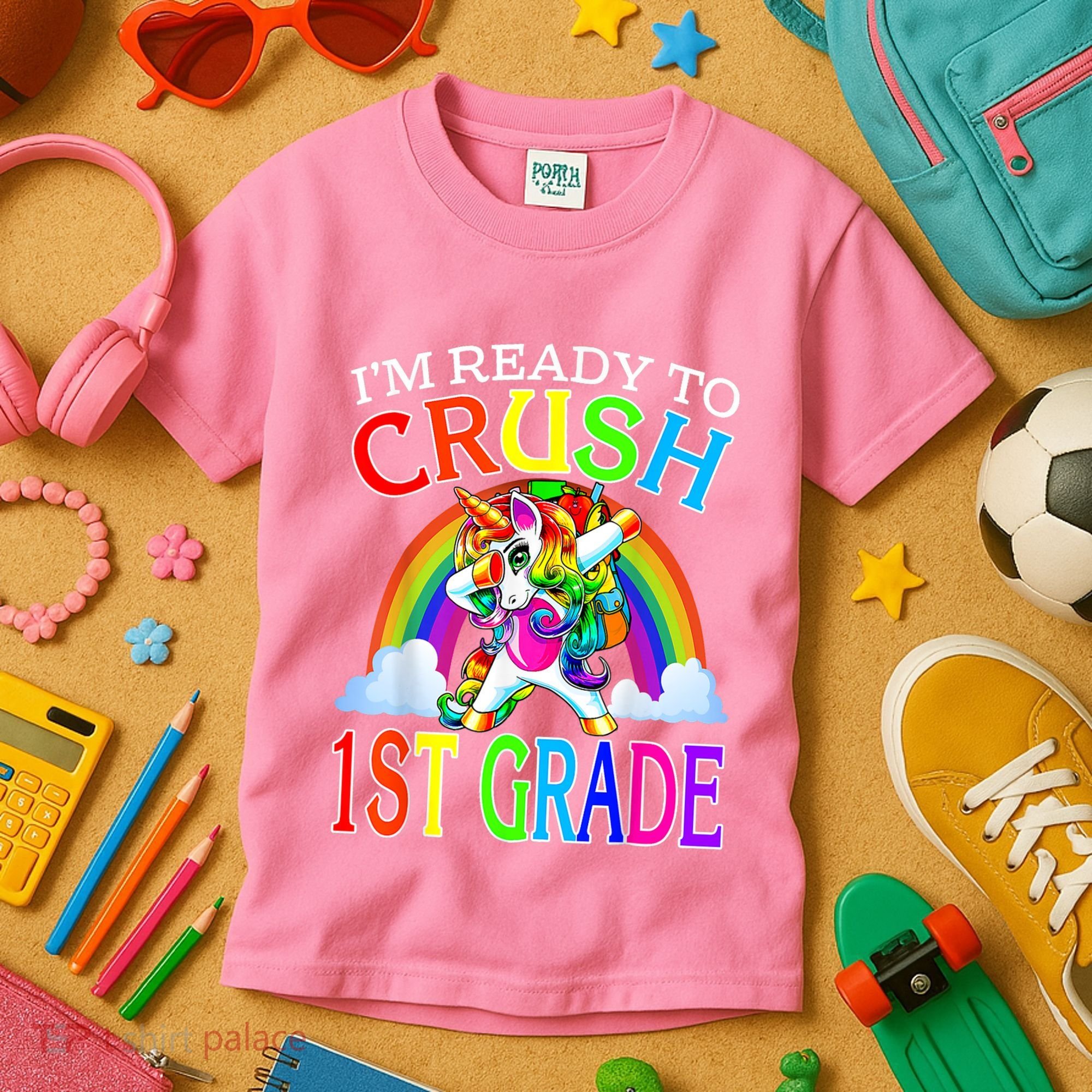 Im Ready To Crush 1st Grade Dabbing Unicorn Back To School Kids T-Shirt
