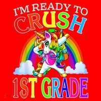 Im Ready To Crush 1st Grade Dabbing Unicorn Back To School Santa Hat thumb 1