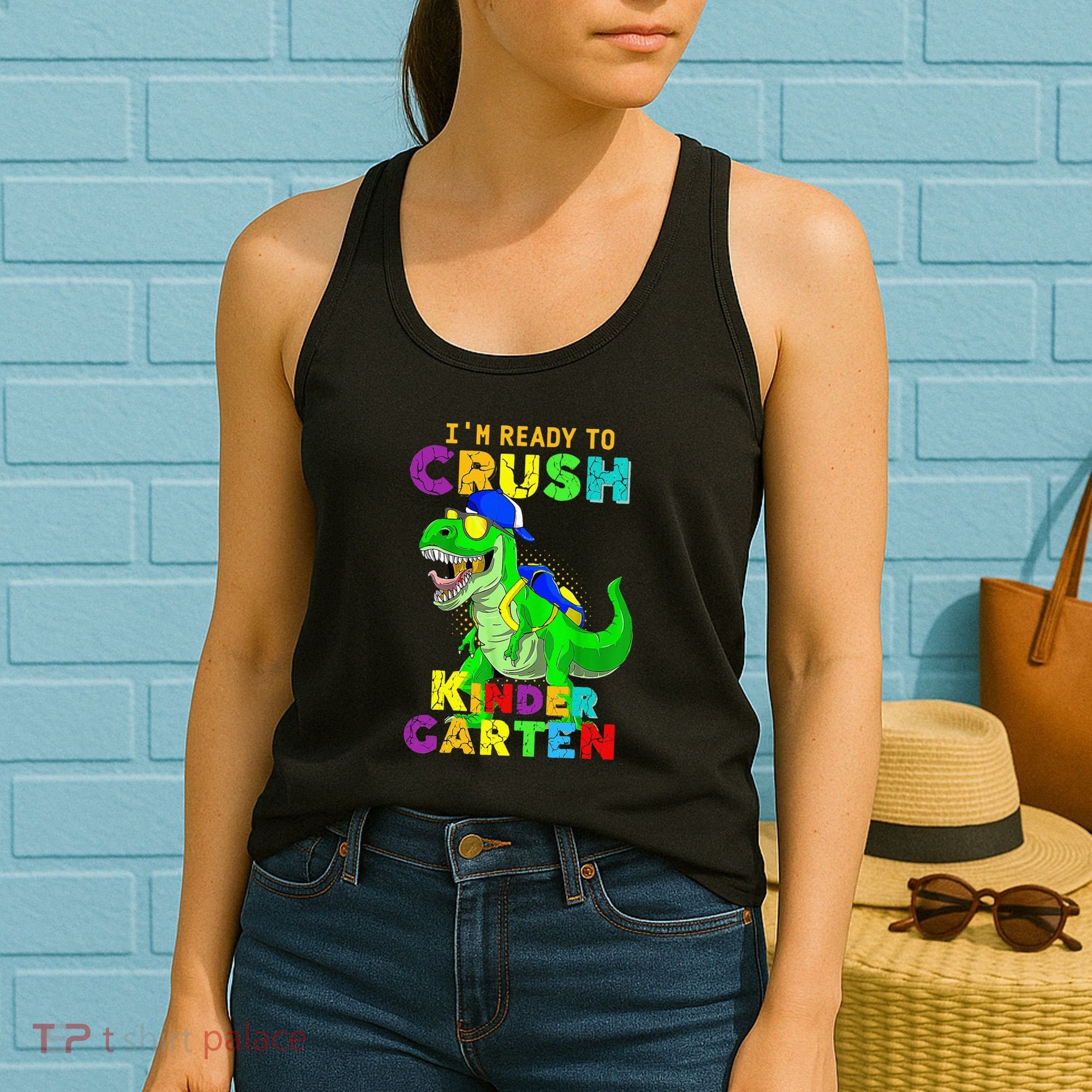 I'm Ready To Crush Kindergarten Back To School Dinosaur Tee Women's Tank Top