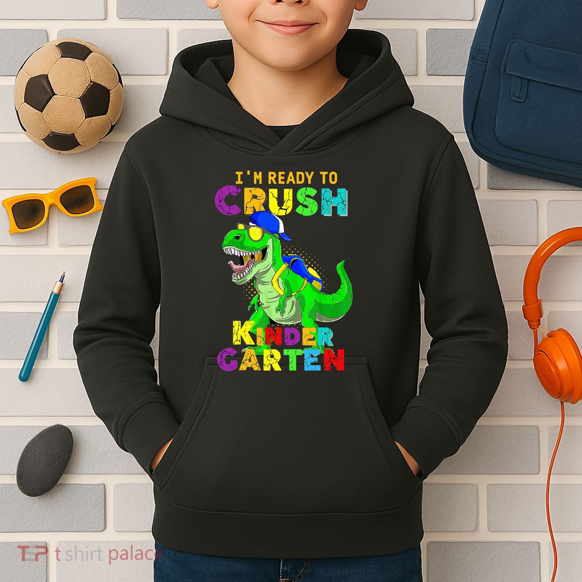 I'm Ready To Crush Kindergarten Back To School Dinosaur Tee Kids Hoodie