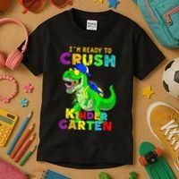 I'm Ready To Crush Kindergarten Back To School Dinosaur Tee Kids T-Shirt thumb 3