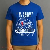 Im Ready To Crush 2nd Grade Dinosaur T Rex Back To School T-Shirt thumb 3