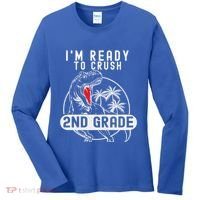 Im Ready To Crush 2nd Grade Dinosaur T Rex Back To School Women's Long Sleeve Shirt thumb 0