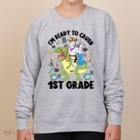 Im Ready To Crush First Grade Unicorn Dinosaur Back School Meaningful Gift Women's Sweatshirt thumb 0