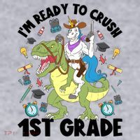 Im Ready To Crush First Grade Unicorn Dinosaur Back School Meaningful Gift Women's Sweatshirt thumb 2