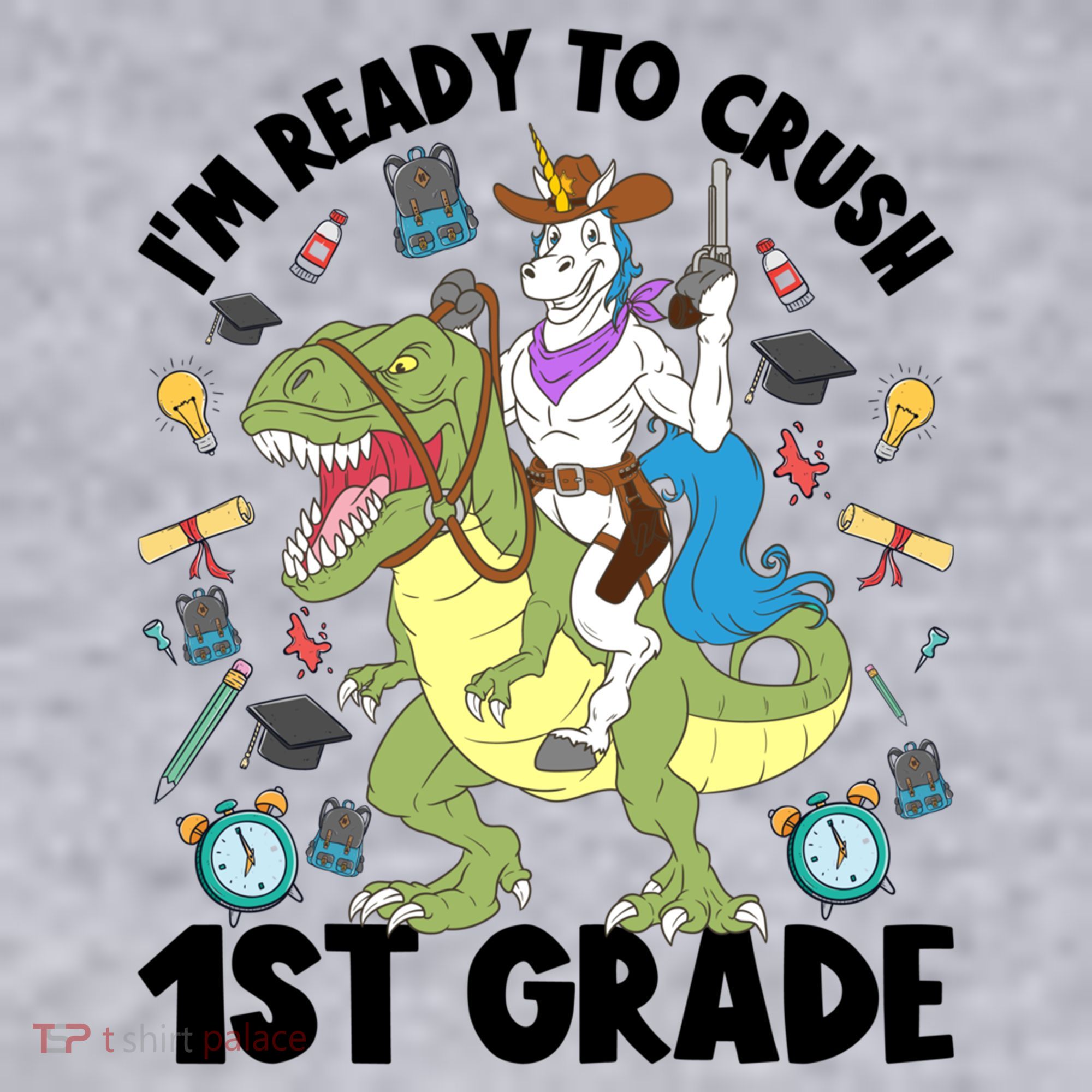 Im Ready To Crush First Grade Unicorn Dinosaur Back School Meaningful Gift Women's Sweatshirt