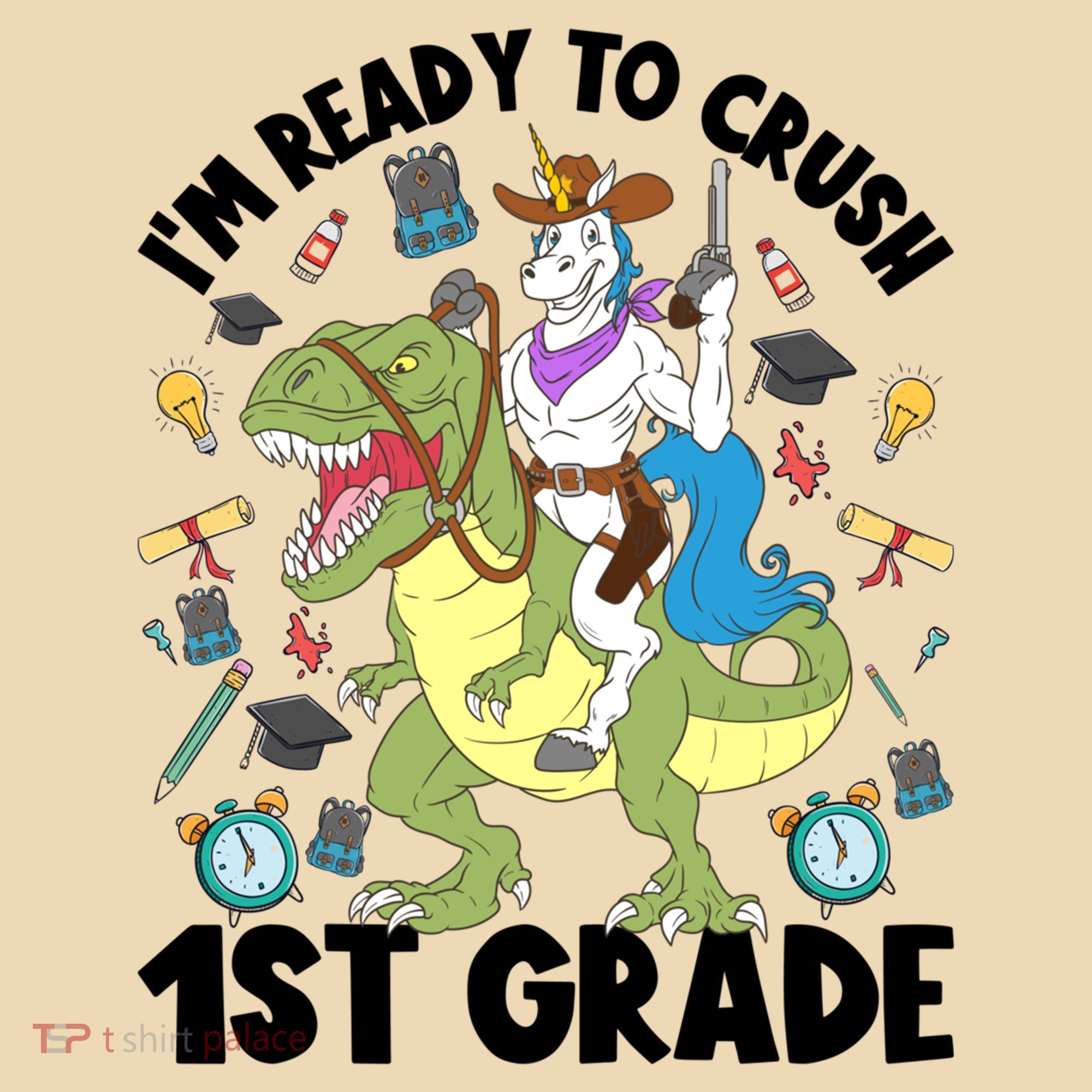 Im Ready To Crush First Grade Unicorn Dinosaur Back School Meaningful Gift Tote Bag