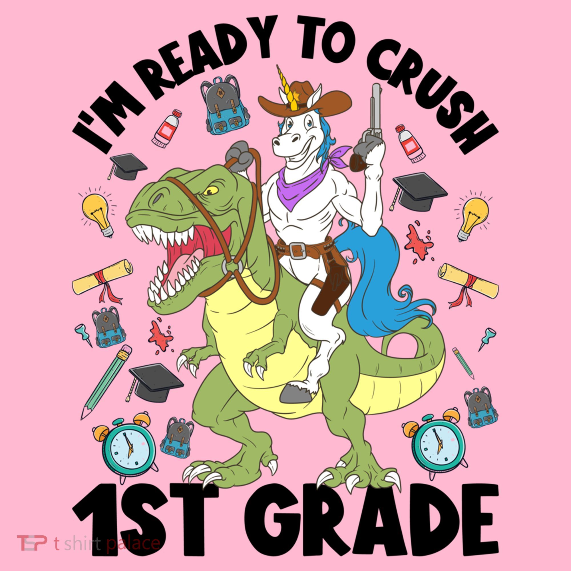 Im Ready To Crush First Grade Unicorn Dinosaur Back School Meaningful Gift Coaster