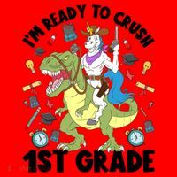 Im Ready To Crush First Grade Unicorn Dinosaur Back School Meaningful Gift Santa Hat thumb 1