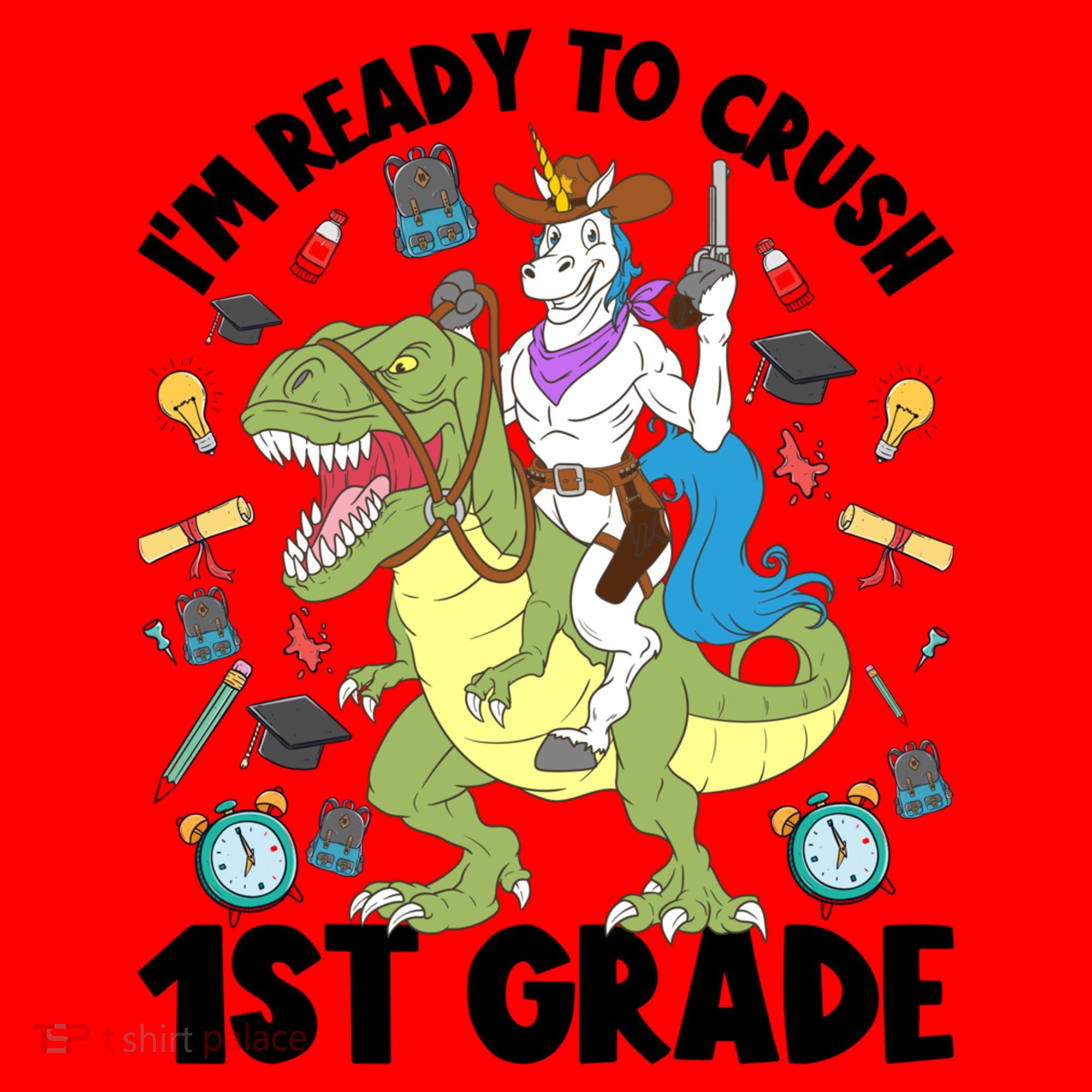 Im Ready To Crush First Grade Unicorn Dinosaur Back School Meaningful Gift Santa Hat
