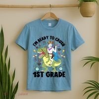 Im Ready To Crush First Grade Unicorn Dinosaur Back School Meaningful Gift T-Shirt thumb 2