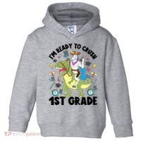 Im Ready To Crush First Grade Unicorn Dinosaur Back School Meaningful Gift Toddler Hoodie thumb 0