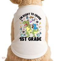 Im Ready To Crush First Grade Unicorn Dinosaur Back School Meaningful Gift Doggie Tank thumb 0