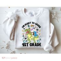 Im Ready To Crush First Grade Unicorn Dinosaur Back School Meaningful Gift Sweatshirt thumb 2