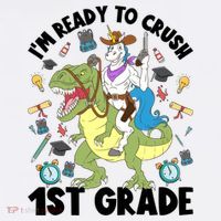 Im Ready To Crush First Grade Unicorn Dinosaur Back School Meaningful Gift Women's Hoodie thumb 2