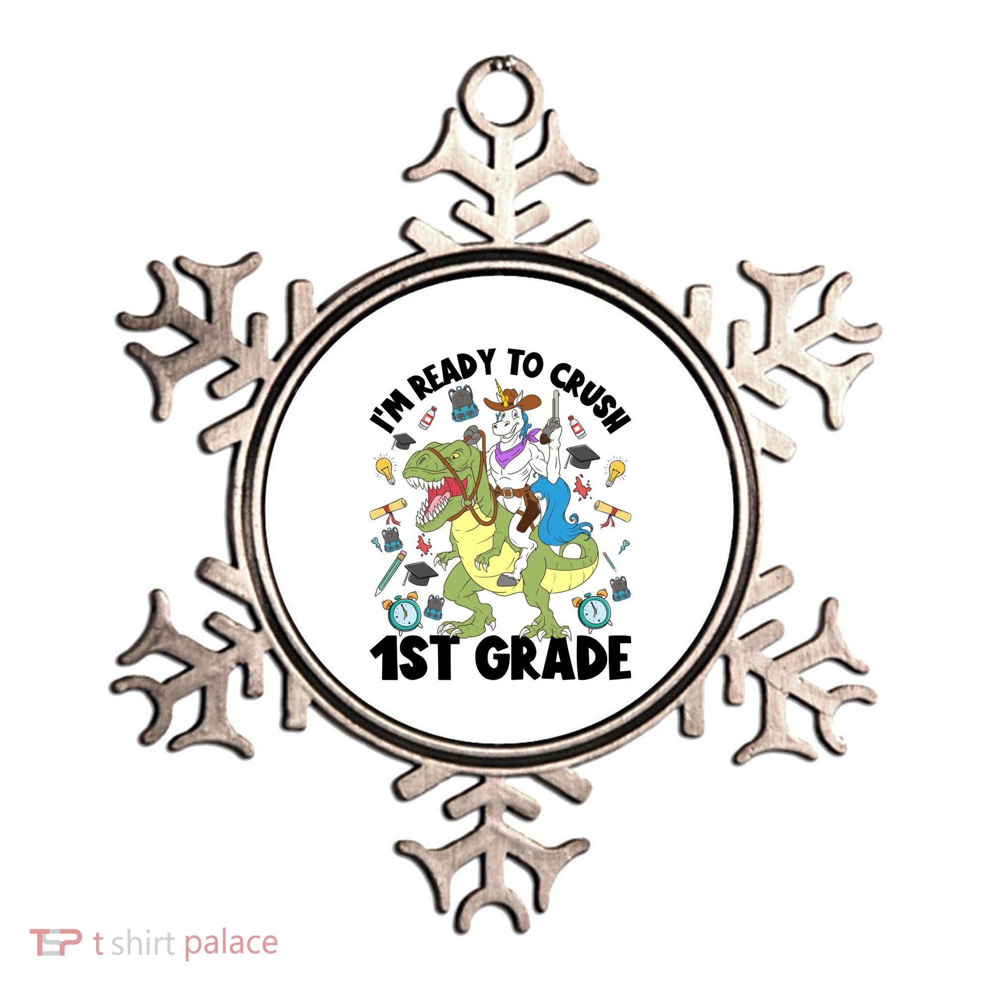 Im Ready To Crush First Grade Unicorn Dinosaur Back School Meaningful Gift Ornament