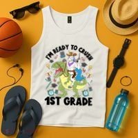 Im Ready To Crush First Grade Unicorn Dinosaur Back School Meaningful Gift Tank Top thumb 4