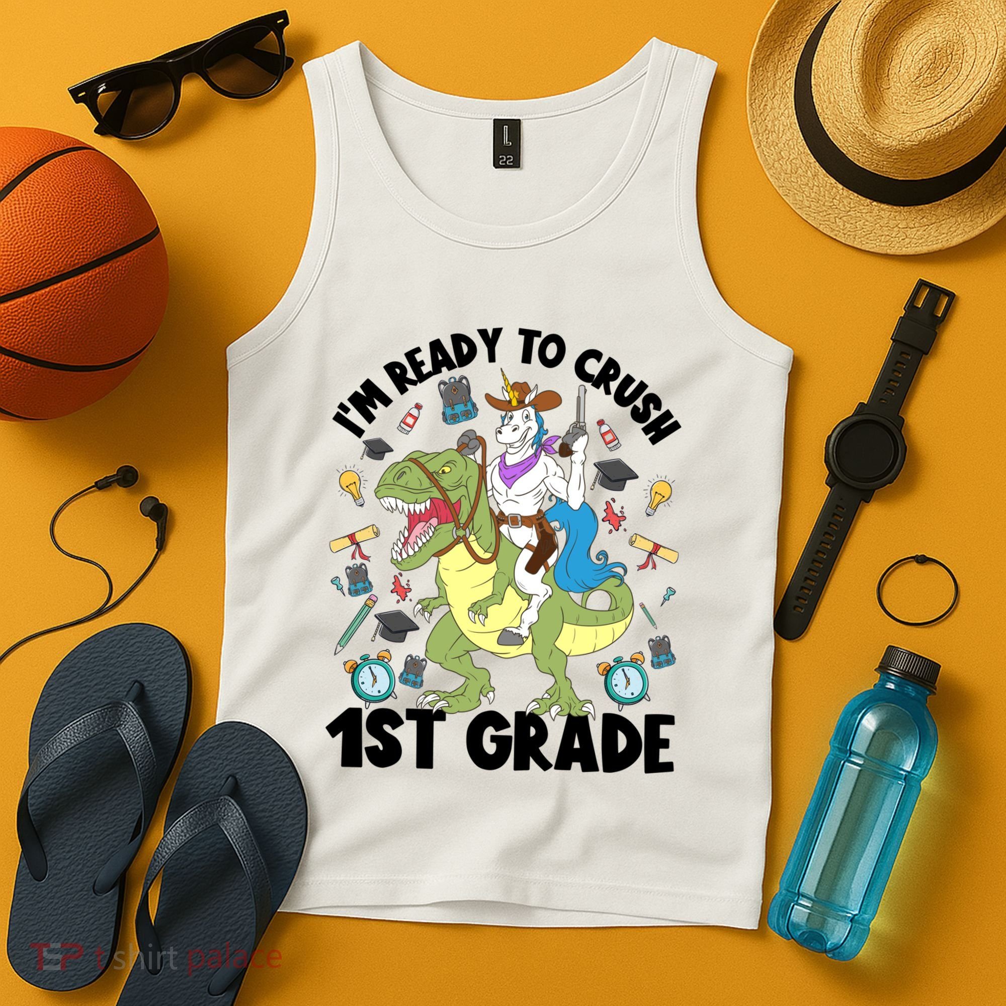 Im Ready To Crush First Grade Unicorn Dinosaur Back School Meaningful Gift Tank Top