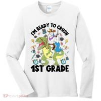 Im Ready To Crush First Grade Unicorn Dinosaur Back School Meaningful Gift Women's Long Sleeve Shirt thumb 0