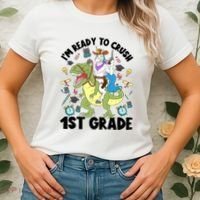 Im Ready To Crush First Grade Unicorn Dinosaur Back School Meaningful Gift Women's T-Shirt thumb 2