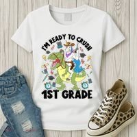 Im Ready To Crush First Grade Unicorn Dinosaur Back School Meaningful Gift Women's T-Shirt thumb 3