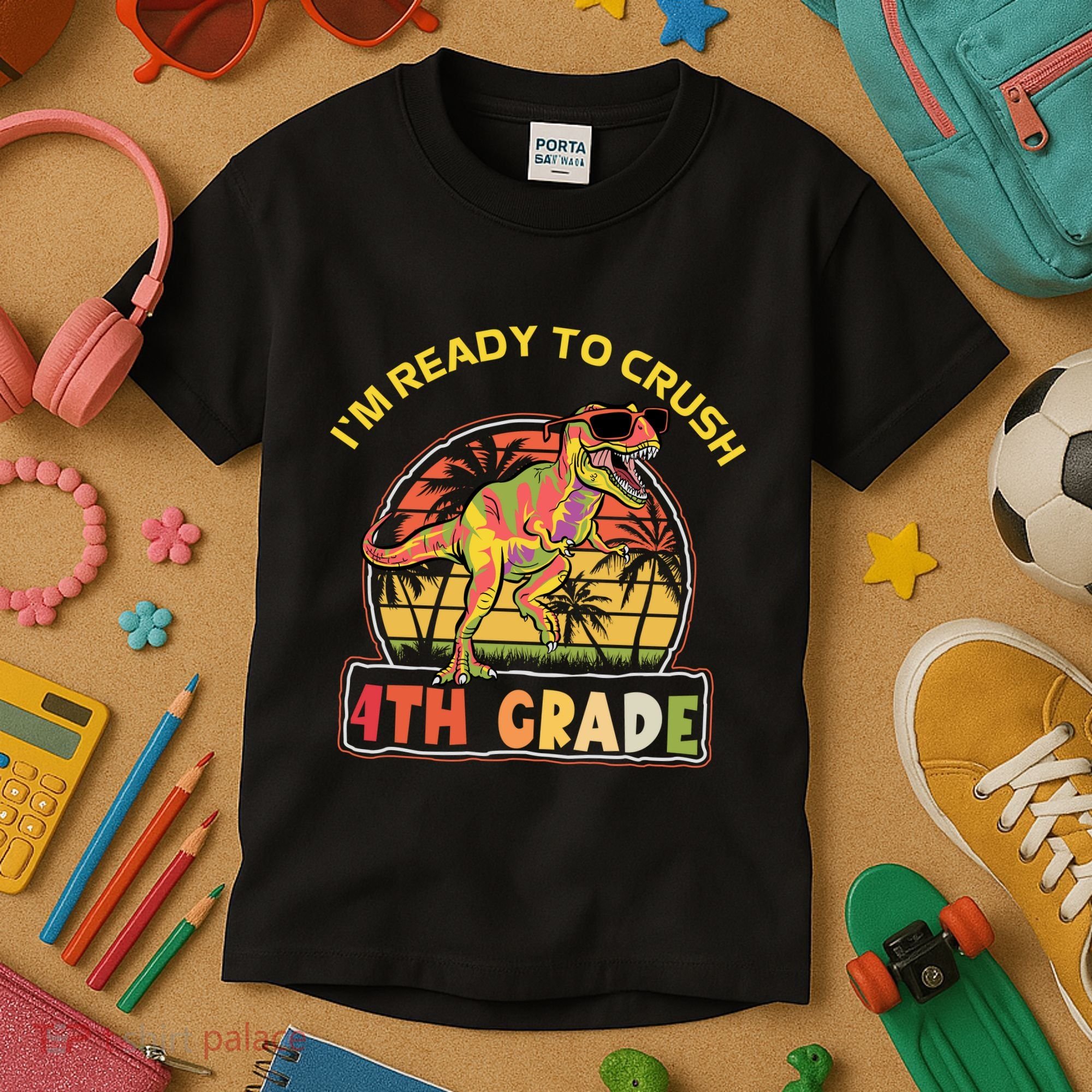 Im Ready To Crush 4th Grade Dinosaur T Rex Back To School Gift Kids T-Shirt