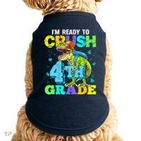 IM Ready To Crush 4th Grade Back To School Dinosaur Doggie Tank thumb 0