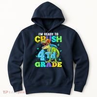 IM Ready To Crush 4th Grade Back To School Dinosaur Hoodie thumb 0