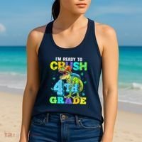 IM Ready To Crush 4th Grade Back To School Dinosaur Women's Tank Top thumb 2