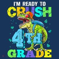 IM Ready To Crush 4th Grade Back To School Dinosaur Baby Bodysuit thumb 2