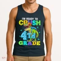 IM Ready To Crush 4th Grade Back To School Dinosaur Tank Top thumb 3