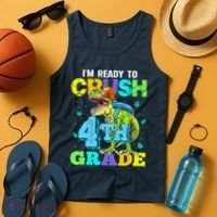 IM Ready To Crush 4th Grade Back To School Dinosaur Tank Top thumb 4