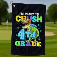 IM Ready To Crush 4th Grade Back To School Dinosaur Golf Towel thumb 1