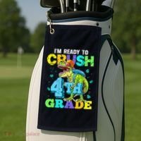 IM Ready To Crush 4th Grade Back To School Dinosaur Golf Towel thumb 2