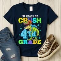 IM Ready To Crush 4th Grade Back To School Dinosaur Women's T-Shirt thumb 3