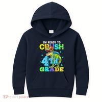 IM Ready To Crush 4th Grade Back To School Dinosaur Kids Hoodie thumb 0
