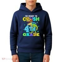 IM Ready To Crush 4th Grade Back To School Dinosaur Kids Hoodie thumb 4