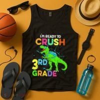 I'm Ready To Crush 3rd Grade Dinosaur Back To School Tank Top thumb 4