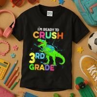 I'm Ready To Crush 3rd Grade Dinosaur Back To School Kids T-Shirt thumb 3