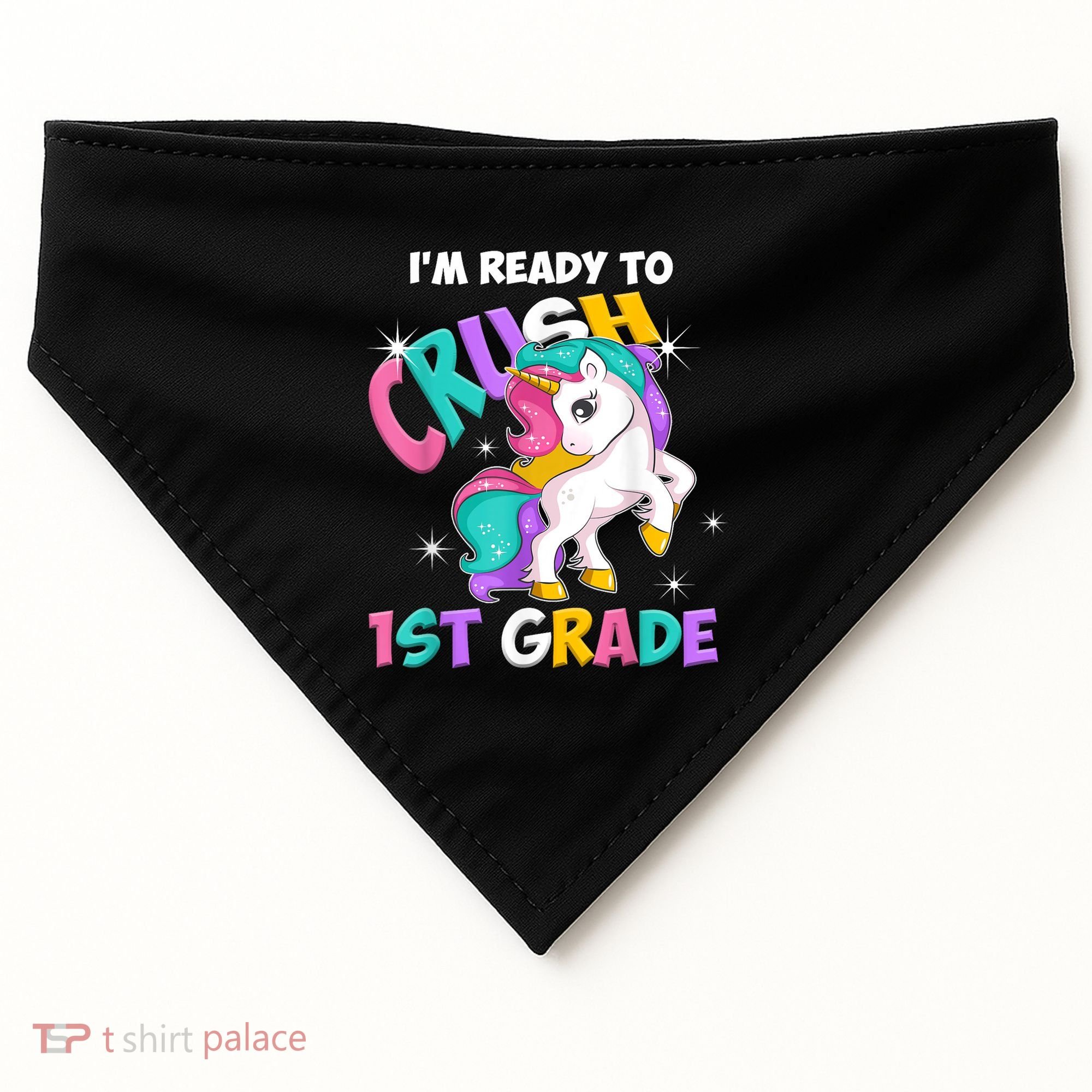 Im Ready To Crush 1st Grade Unicorn Back To School USA-Made Doggie Bandana