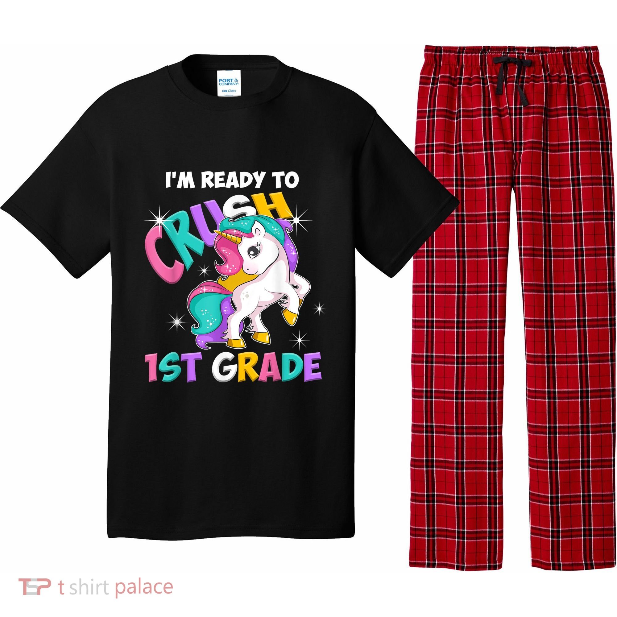Im Ready To Crush 1st Grade Unicorn Back To School Pajama Set