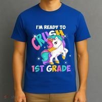 Im Ready To Crush 1st Grade Unicorn Back To School T-Shirt thumb 3